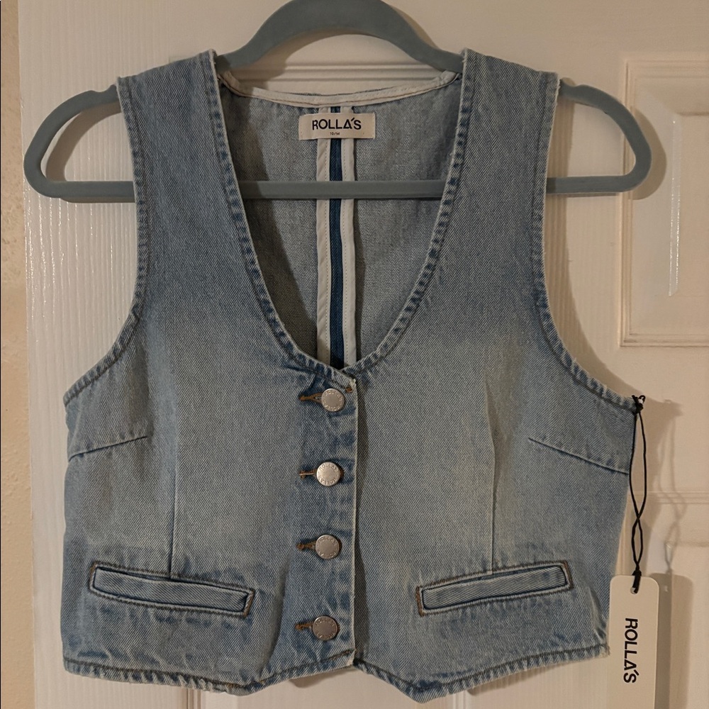 ROLLA’S medium wash denim vest